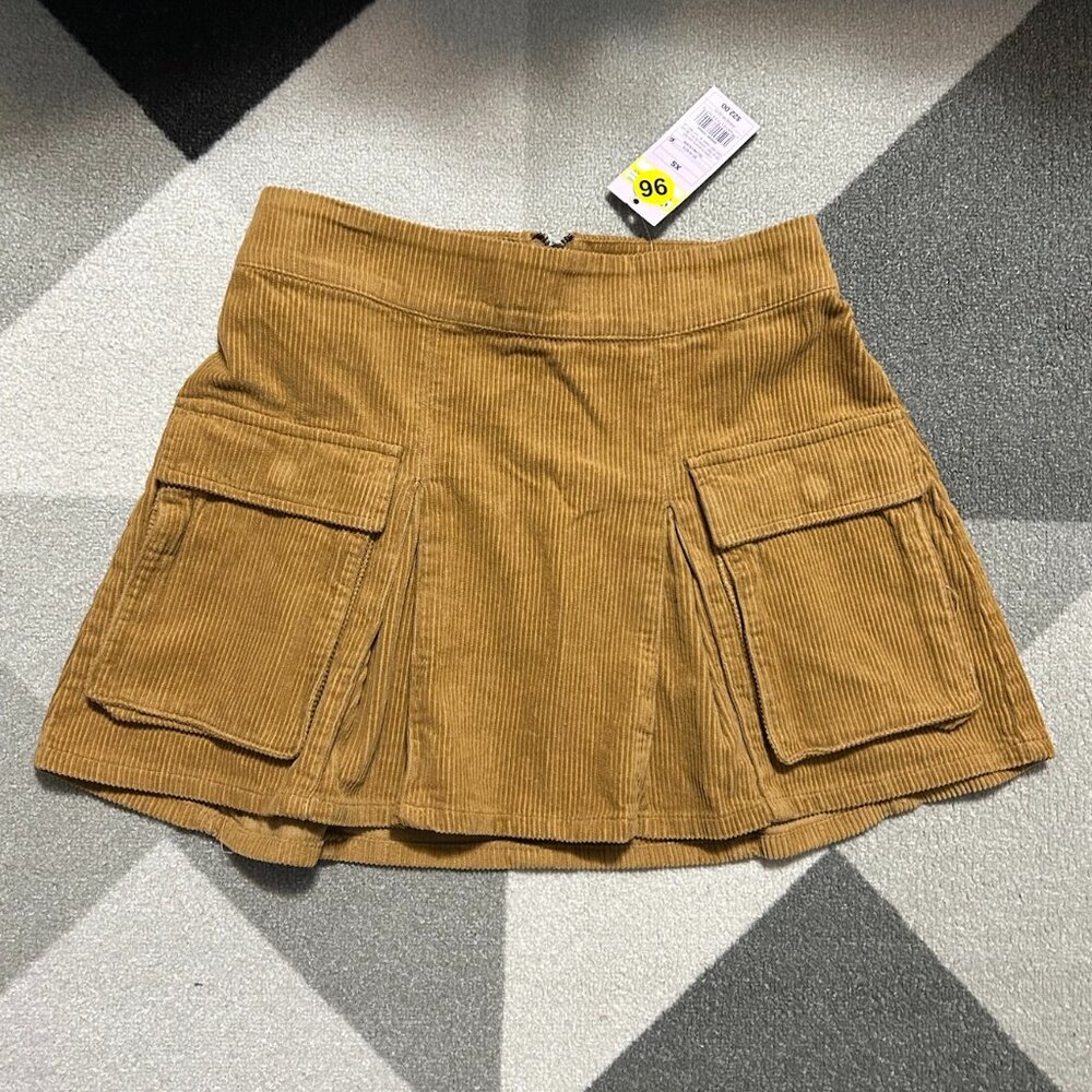 NWT‎ Wild Fable Camel Corduroy Cargo Mini Skirt Women's XS